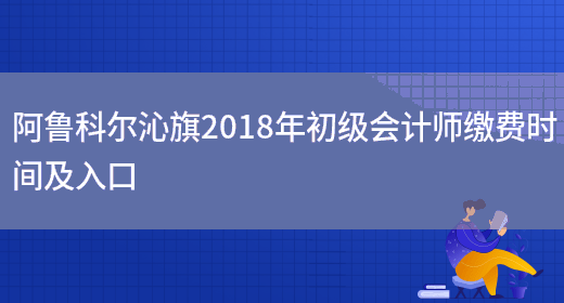 阿鲁科尔沁旗2018年初级会计师缴费时间及入口(图1)