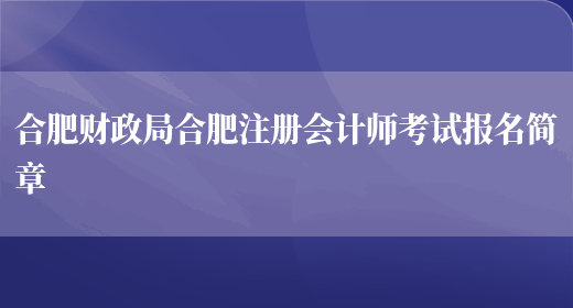 合肥财政局合肥注册会计师考试报名简章(图1)