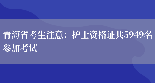 青海省考生注意：护士资格证共5949名参加考试(图1)