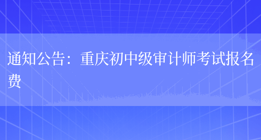 通知公告：重庆初中级审计师考试报名费(图1)