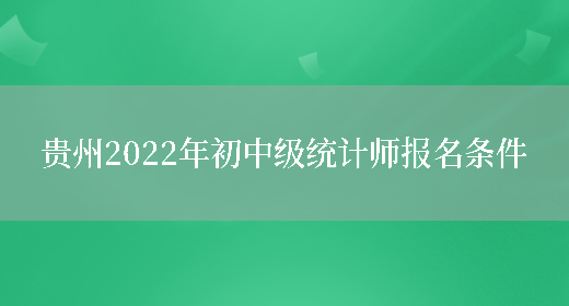 贵州2022年初中级统计师报名条件(图1)