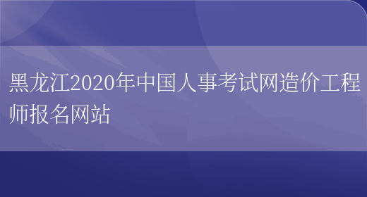 黑龙江2020年中国人事考试网造价工程师报名网站(图1)
