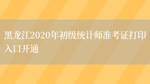 黑龙江2020年初级统计师准考证打印入口开通(图1)