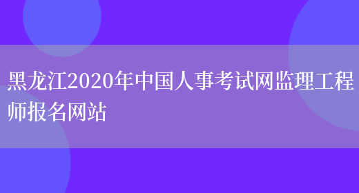 黑龙江2020年中国人事考试网监理工程师报名网站(图1)