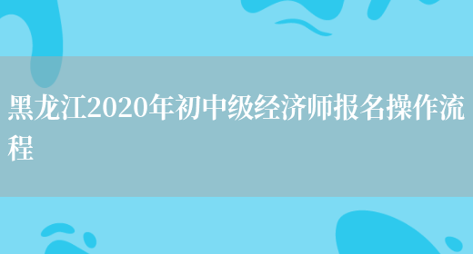 黑龙江2020年初中级经济师报名操作流程(图1)