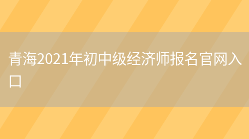 青海2021年初中级经济师报名官网入口(图1)