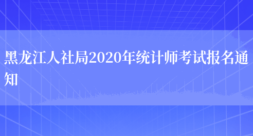 黑龙江人社局2020年统计师考试报名通知(图1)