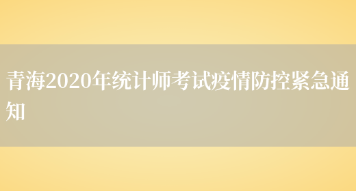 青海2020年统计师考试疫情防控紧急通知(图1)