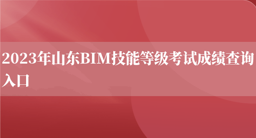 2023年山东BIM技能等级考试成绩查询入口(图1)