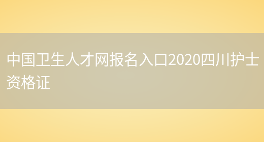 中国卫生人才网报名入口2020四川护士资格证(图1)