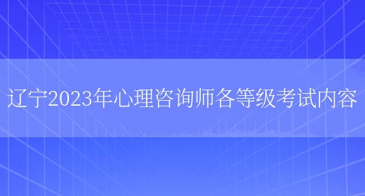 辽宁2023年心理咨询师各等级考试内容(图1)