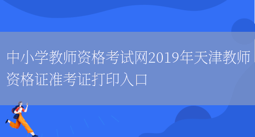 中小学教师资格考试网2019年天津教师资格证准考证打印入口(图1)