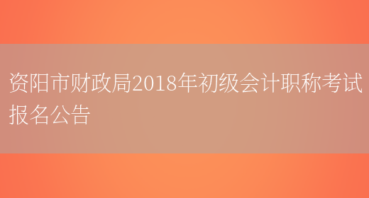 资阳市财政局2018年初级会计职称考试报名公告(图1)