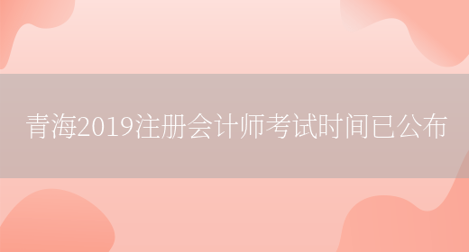 青海2019注册会计师考试时间已公布(图1)