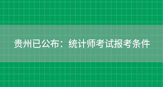 贵州已公布：统计师考试报考条件(图1)