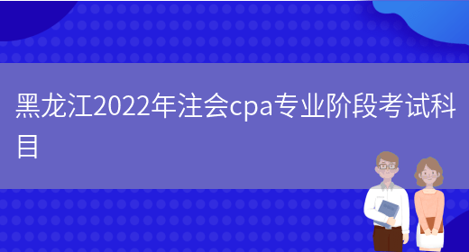 黑龙江2022年注会cpa专业阶段考试科目(图1)
