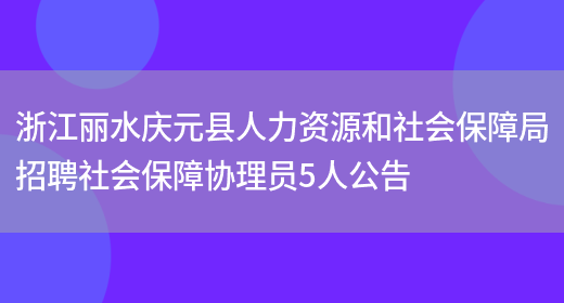 浙江丽水庆元县人力资源和社会保障局招聘社会保障协理员5人公告(图1)