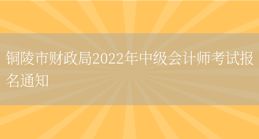 铜陵市财政局2022年中级会计师考试报名通知(图1)