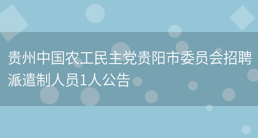 贵州中国农工民主党贵阳市委员会招聘派遣制人员1人公告(图1)