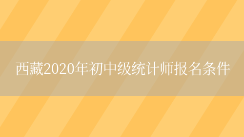 西藏2020年初中级统计师报名条件(图1)