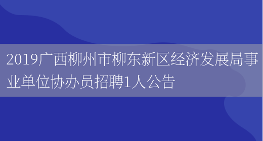 2019广西柳州市柳东新区经济发展局事业单位协办员招聘1人公告(图1)