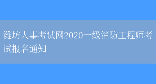 潍坊人事考试网2020一级消防工程师考试报名通知(图1)