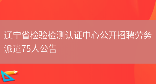 辽宁省检验检测认证中心公开招聘劳务派遣75人公告(图1)