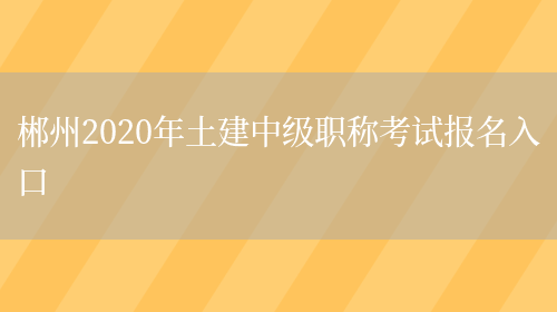 郴州2020年土建中级职称考试报名入口(图1)