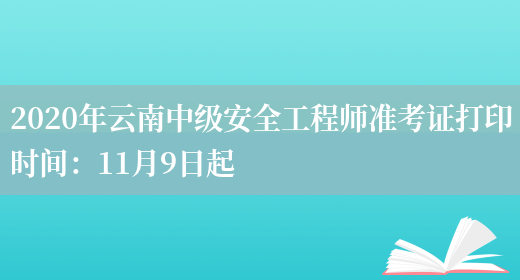 2020年云南中级安全工程师准考证打印时间：11月9日起(图1)