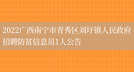 2022广西南宁市青秀区刘圩镇人民政府招聘防贫信息员1人公告(图1)
