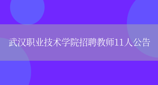 武汉职业技术学院招聘教师11人公告(图1)