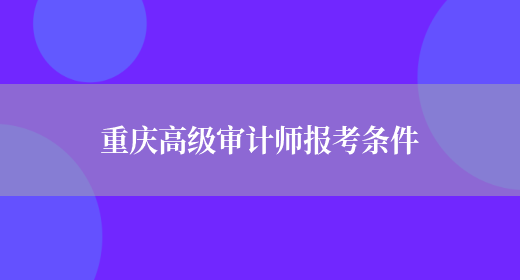 重庆高级审计师报考条件(图1)