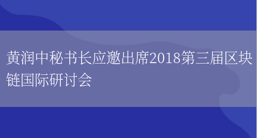 黄润中秘书长应邀出席2018第三届区块链国际研讨会(图1)
