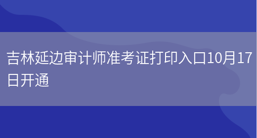 吉林延边审计师准考证打印入口10月17日开通(图1)