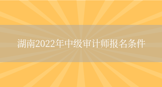 湖南2022年中级审计师报名条件(图1)