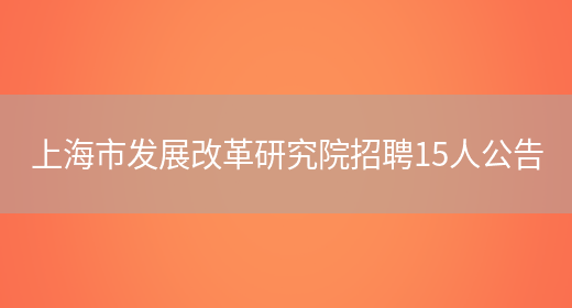 上海市发展改革研究院招聘15人公告(图1)