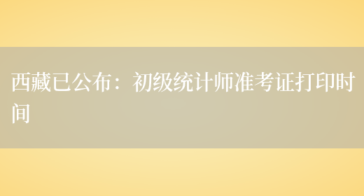 西藏已公布：初级统计师准考证打印时间(图1)