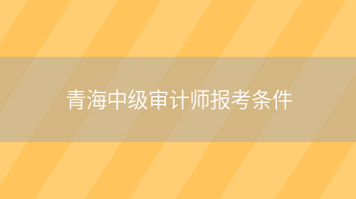 青海中级审计师报考条件(图1)