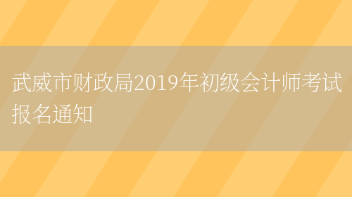 武威市财政局2019年初级会计师考试报名通知(图1)