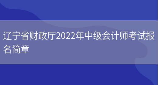 辽宁省财政厅2022年中级会计师考试报名简章(图1)