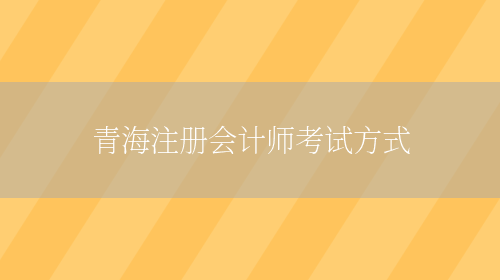 青海注册会计师考试方式(图1)