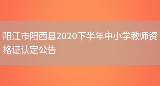 阳江市阳西县2020下半年中小学教师资格证认定公告(图1)