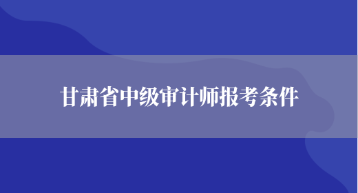 甘肃省中级审计师报考条件(图1)