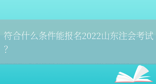 符合什么条件能报名2022山东注会考试？(图1)