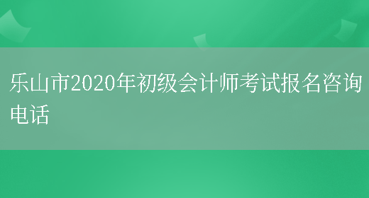 乐山市2020年初级会计师考试报名咨询电话(图1)