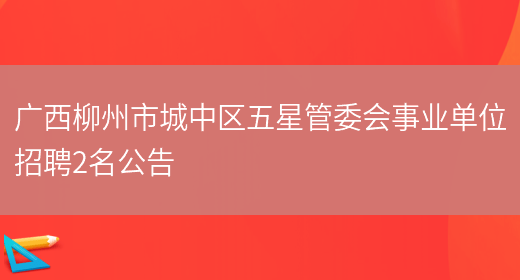 广西柳州市城中区五星管委会事业单位招聘2名公告(图1)