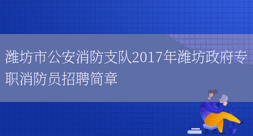 潍坊市公安消防支队2017年潍坊政府专职消防员招聘简章(图1)