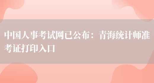 中国人事考试网已公布：青海统计师准考证打印入口(图1)