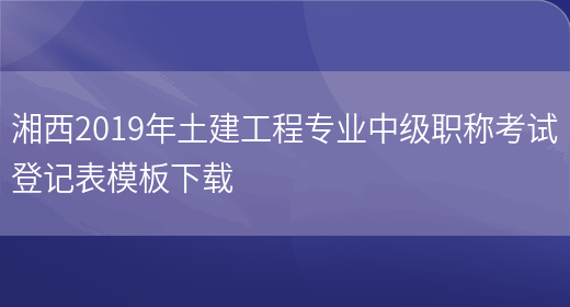 湘西2019年土建工程专业中级职称考试登记表模板下载(图1)