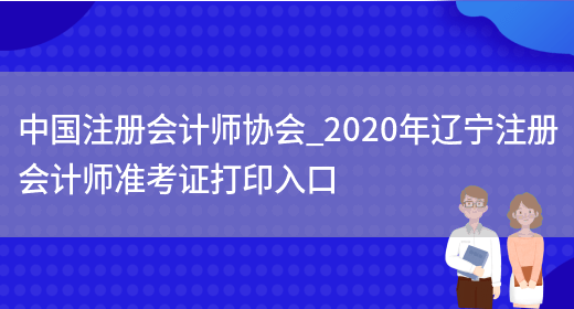 中国注册会计师协会_2020年辽宁注册会计师准考证打印入口(图1)